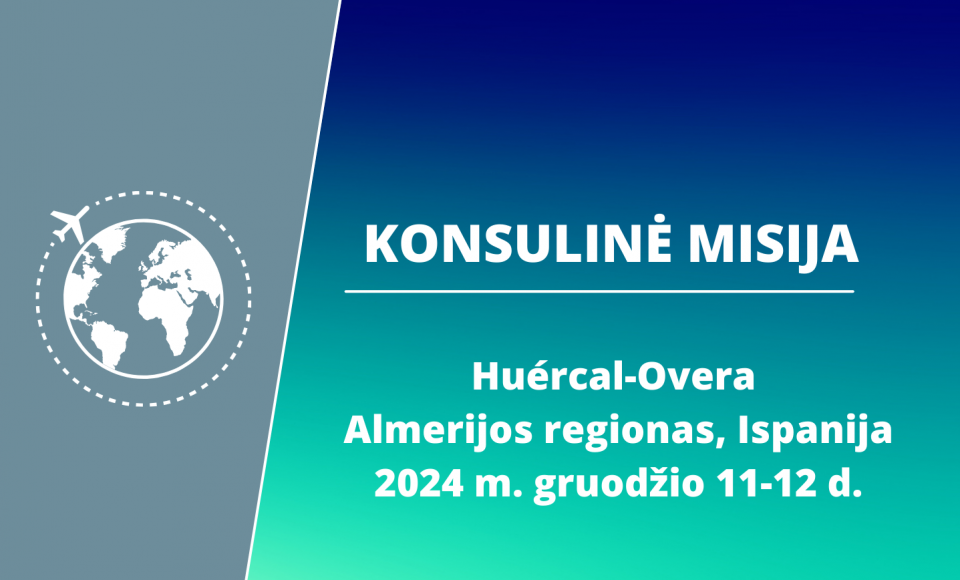Gruodžio mėn. rengiama konsulinė misija Huércal-Overa mieste, Almerijos regione