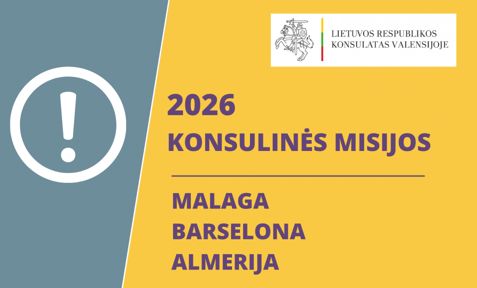 Malaga, Barselona ir Almerija - 2026 metų konsulinių misijų plane